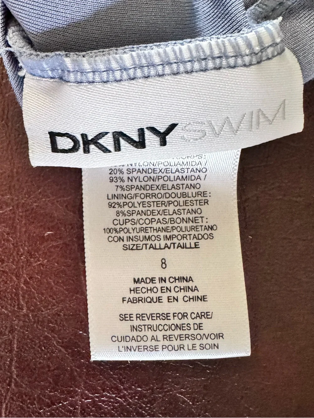 DKNY Swim Turquoise Bathing Suit with Mesh Cutouts - Picture 3 of 4